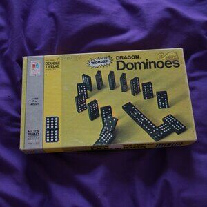 Vintage Milton  Bradley HALSAM DOUBLE TWELVE Wooden Dragon Dominoes 4133